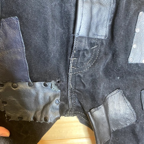 Men's Leather Custom Made Upcycled Rocker Band Outfit - Picture 4 of 15